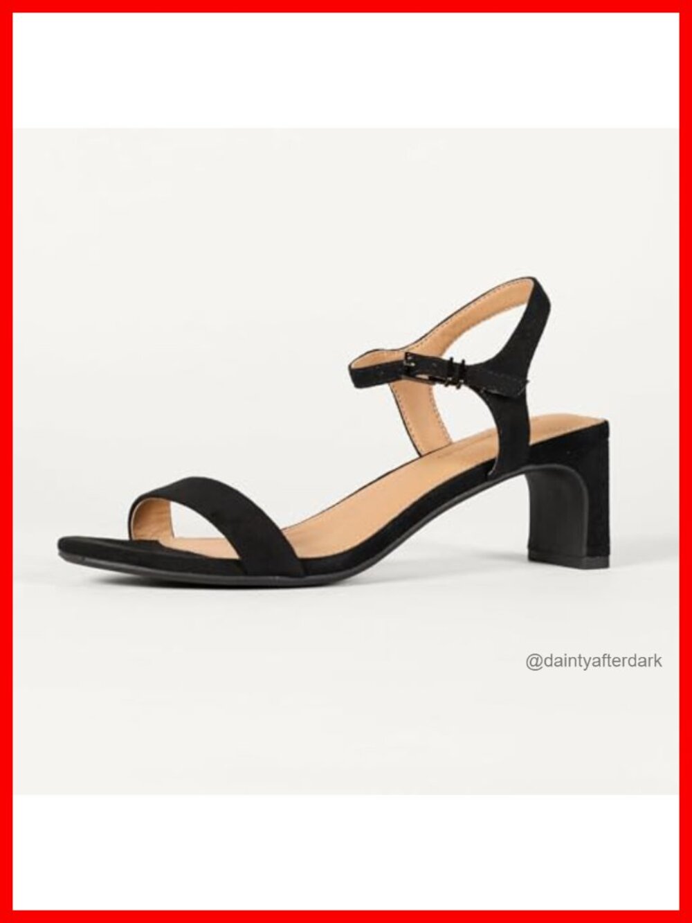 Women's Low Heel Ankle Strap Sandals Faux Suede Block Heel Comfort